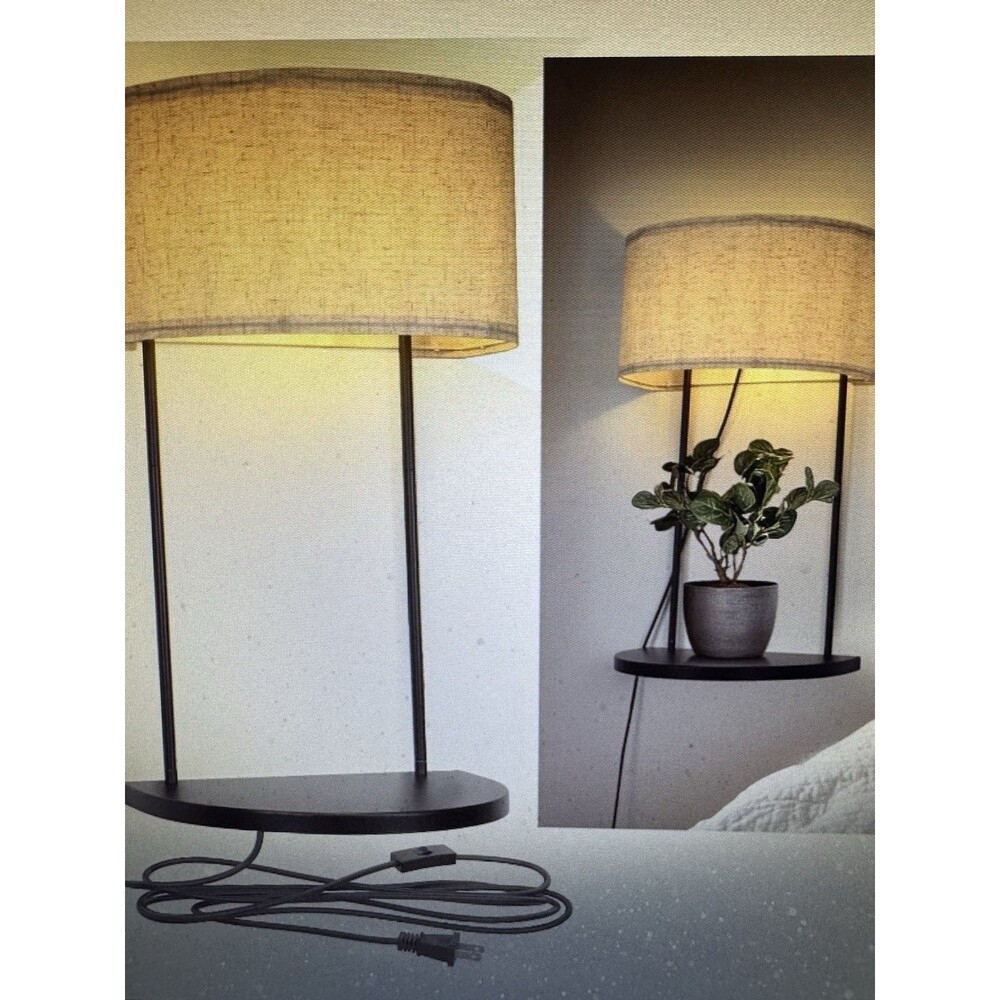 LED Plug In Wall Sconce w/ Shelf For Bedroom Bedside 2700K Warm White Loc:brs